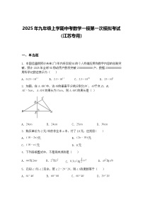 2025年九年级上学期中考数学一模第一次模拟考试（江苏专用）（含答案解析）