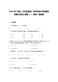 2025年广东省（大湾区联考）初中学业水平质量监测卷九年级上学期（一）数学一模试卷（含答案解析）