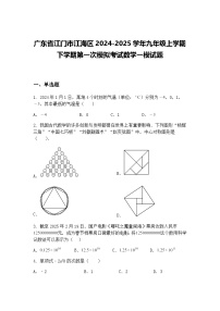 广东省江门市江海区2024-2025学年九年级上学期下学期第一次模拟考试数学一模试题（含答案解析）