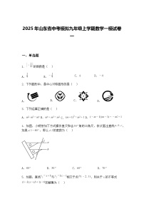 2025年山东省中考模拟九年级上学期数学一模试卷一（含答案解析）