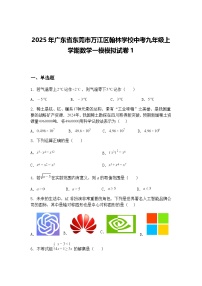 2025年广东省东莞市万江区翰林学校中考九年级上学期数学一模模拟试卷1（含答案解析）
