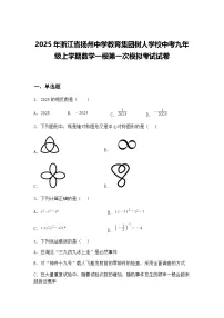2025年浙江省扬州中学教育集团树人学校中考九年级上学期数学一模第一次模拟考试试卷（含答案解析）