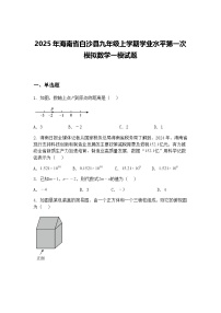 2025年海南省白沙县九年级上学期学业水平第一次模拟数学一模试题（含答案解析）
