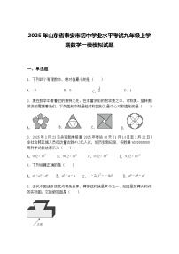 2025年山东省泰安市初中学业水平考试九年级上学期数学一模模拟试题（含答案解析）