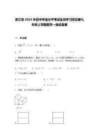 浙江省2025年初中学业水平考试全效学习探花卷九年级上学期数学一模试题卷（含答案解析）