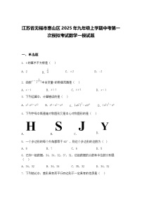 江苏省无锡市惠山区2025年九年级上学期中考第一次模拟考试数学一模试题（含答案解析）
