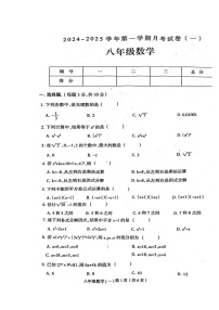 河南省周口市郸城县2024-2025学年八年级上学期10月月考数学试题