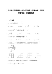 九年级上学期数学一模（常州卷）2025年中考第一次模拟考试（含答案解析）