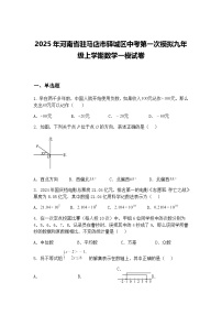 2025年河南省驻马店市驿城区中考第一次模拟九年级上学期数学一模试卷（含答案解析）