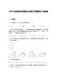 2025年安徽省中考模拟九年级下学期数学二模试卷（含答案解析）