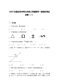 2025年重庆市中考九年级上学期数学一模模拟考试试卷（一）（含答案解析）