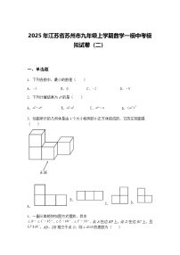 2025年江苏省苏州市九年级上学期数学一模中考模拟试卷（二）（含答案解析）