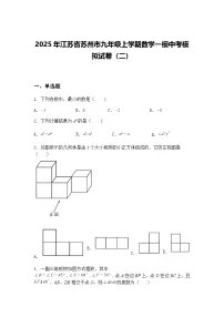 2025年江苏省苏州市九年级上学期数学一模中考模拟试卷（二）（含答案解析）