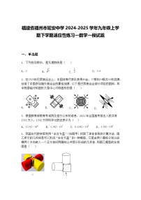 福建省福州市延安中学2024-2025学年九年级上学期下学期适应性练习一数学一模试题（含答案解析）