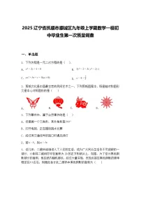 2025辽宁省抚顺市顺城区九年级上学期数学一模试卷（含答案解析）