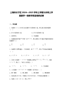 上海市长宁区2024—2025学年上学期九年级上学期数学一模教学质量调研试卷（含答案解析）
