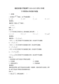 福建省福州市福清市2024-2025学年八年级下学期期末考试数学试题（解析版）