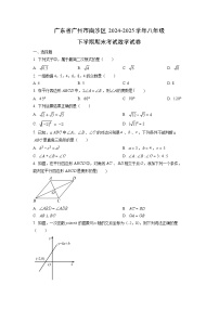 广东省广州市南沙区2024-2025学年八年级下学期期末考试数学试卷（学生版）