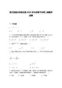 浙江省丽水市缙云县2025年九年级下中考二模数学试卷（含答案解析）