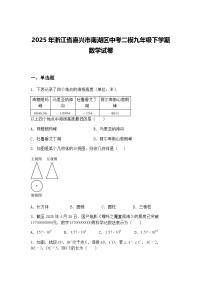 2025年浙江省嘉兴市南湖区中考二模九年级下学期数学试卷（含答案解析）