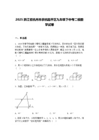 2025浙江省杭州市余杭临平区九年级下中考二模数学试卷（含答案解析）