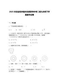 2025年安徽省淮南市东部联考中考二模九年级下学期数学试卷（含答案解析）