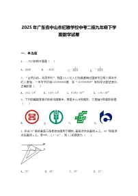 2025年广东省中山市纪雅学校中考二模九年级下学期数学试卷（含答案解析）