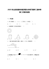 2025年山东省德州市夏津县九年级下数学二模中考第二次练兵试题（含答案解析）