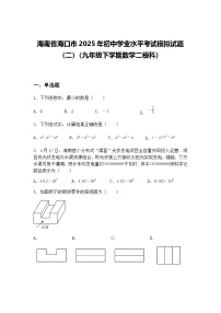 海南省海口市2025年初中学业水平考试模拟试题（二）（九年级下学期数学二模科）（含答案解析）