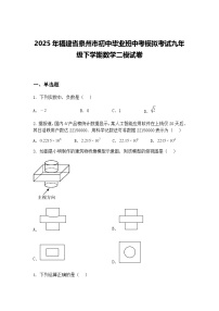 2025年福建省泉州市初中毕业班中考模拟考试九年级下学期数学二模试卷（含答案解析）