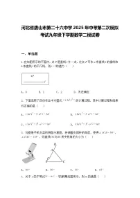 河北省唐山市第二十六中学2025年中考第二次模拟考试九年级下学期数学二模试卷（含答案解析）