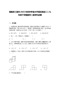 海南省三亚市2025年初中学业水平模拟测试(二）九年级下学期数学二模学科试卷（含答案解析）