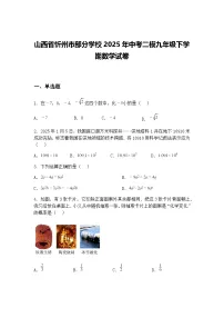 山西省忻州市部分学校2025年中考二模九年级下学期数学试卷（含答案解析）