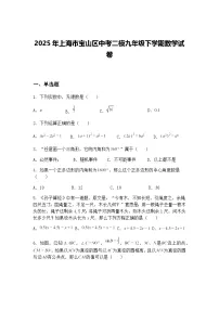 2025年上海市宝山区中考二模九年级下学期数学试卷（含答案解析）