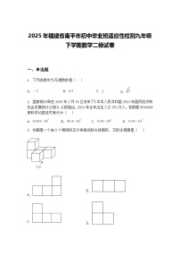 2025年福建省南平市初中毕业班适应性检测九年级下学期数学二模试卷（含答案解析）