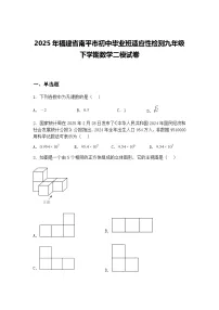 2025年福建省南平市初中毕业班适应性检测九年级下学期数学二模试卷（含答案解析）