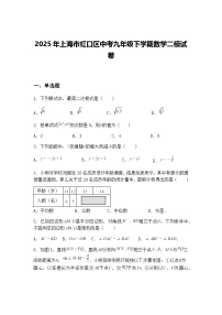 2025年上海市虹口区中考九年级下学期数学二模试卷（含答案解析）