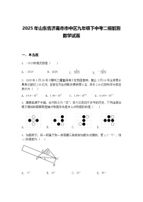 2025年山东省济南市市中区九年级下中考二模前测数学试题（含答案解析）