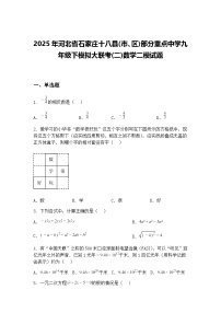2025年河北省石家庄十八县(市、区)部分重点中学九年级下模拟大联考(二)数学二模试题（含答案解析）