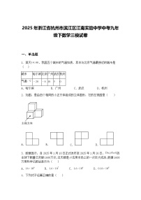 2025年浙江省杭州市滨江区江南实验中学中考九年级下数学三模试卷（含答案解析）