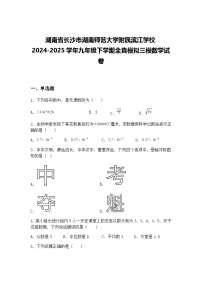 湖南省长沙市湖南师范大学附属滨江学校2024-2025学年九年级下学期全真模拟三模数学试卷（含答案解析）