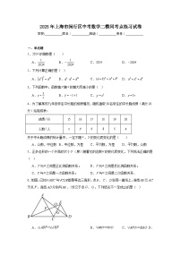 2024-2025学年上海市闵行区九年级下学期中考二模练习数学试题