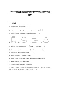 2025年重庆市西南大学附属中学中考三模九年级下数学试卷（含答案解析）