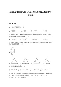 2025年安徽省合肥一六八中学中考三模九年级下数学试卷（含答案解析）
