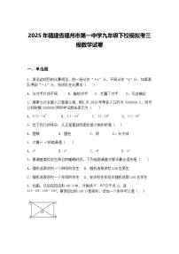 2025年福建省福州市第一中学九年级下校模拟考三模数学试卷（含答案解析）