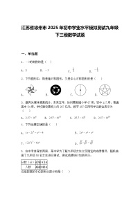 江苏省徐州市2025年初中学业水平模拟测试九年级下三模数学试题（含答案解析）