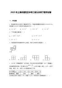 2025年上海市普陀区中考三模九年级下数学试卷（含答案解析）