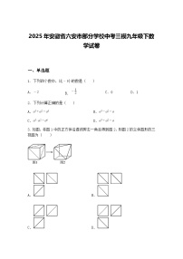 2025年安徽省六安市部分学校中考三模九年级下数学试卷（含答案解析）