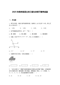 2025年贵州省遵义市三模九年级下数学试题（含答案解析）