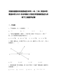 河南省信阳市淮滨县城区中学2025年中考第三次联合学情调研测试九年级下三模数学试卷（含答案解析）